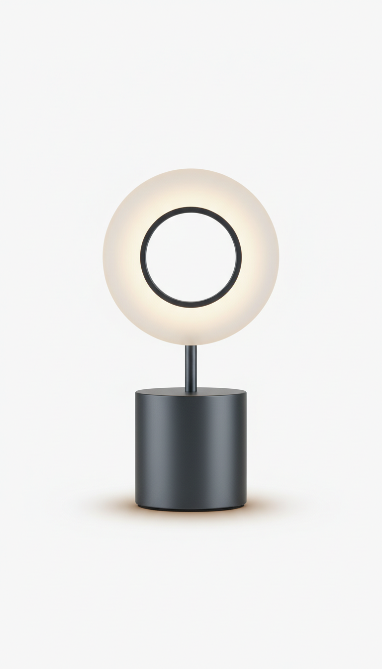 Connected glass and aluminum LED table lamp