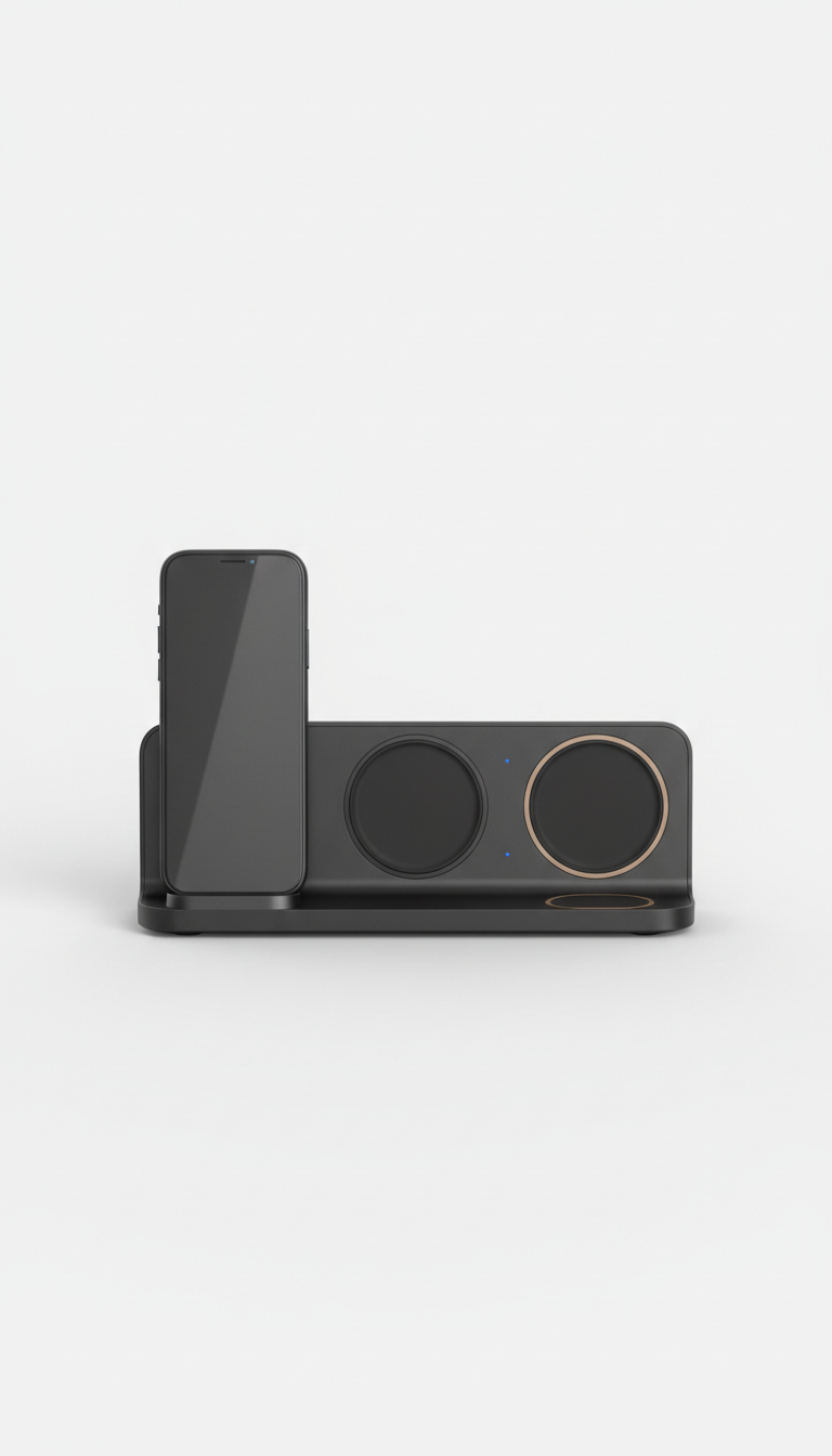 Graphite black multi-device charging dock with magnetic alignment
